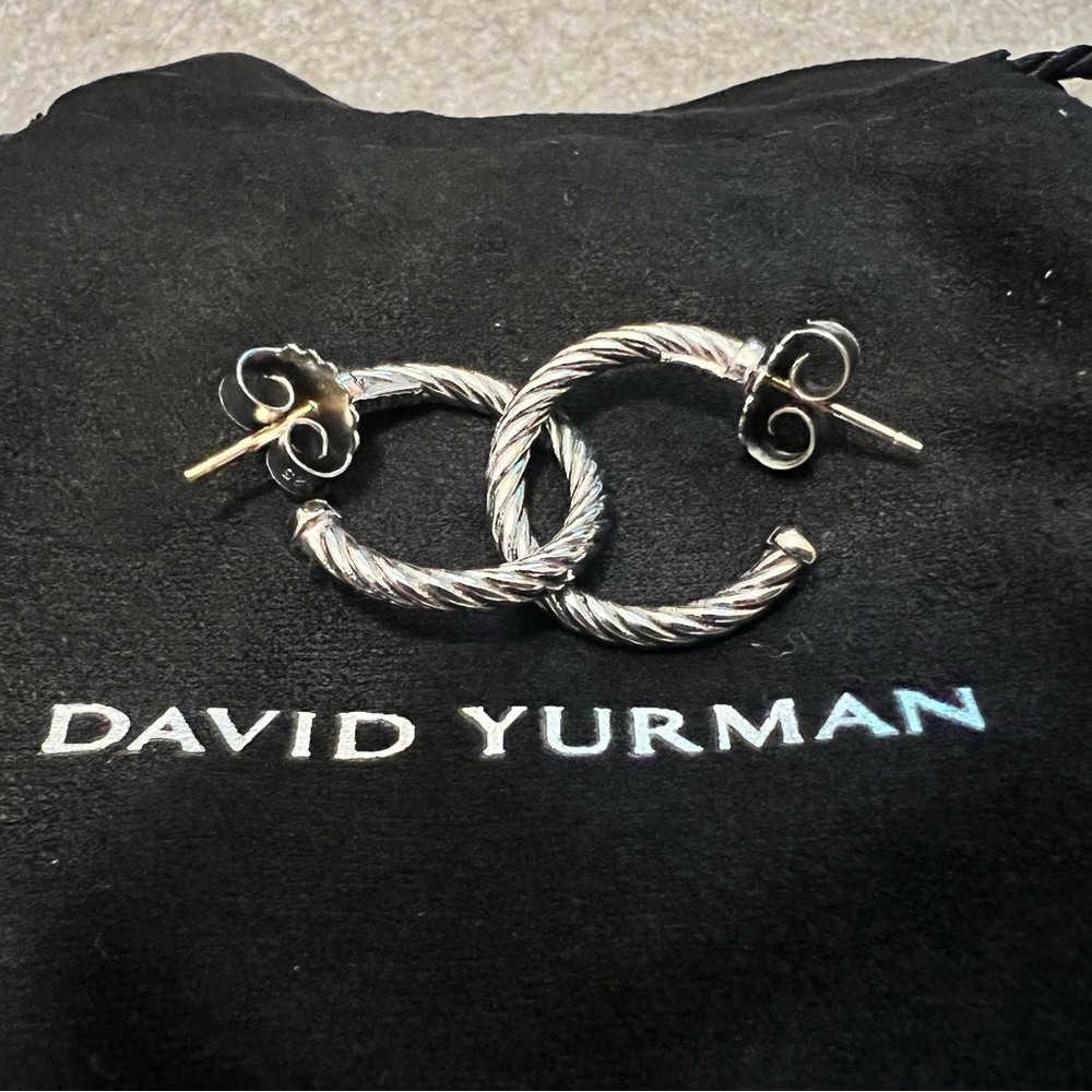 David Yurman Sculpted Cable Hoop Earrings in Sterling Silver